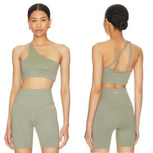 Anine Bing Sport NWT Sage Green Jules Asymmetrical One-Shoulder Sports Bra Sz XL